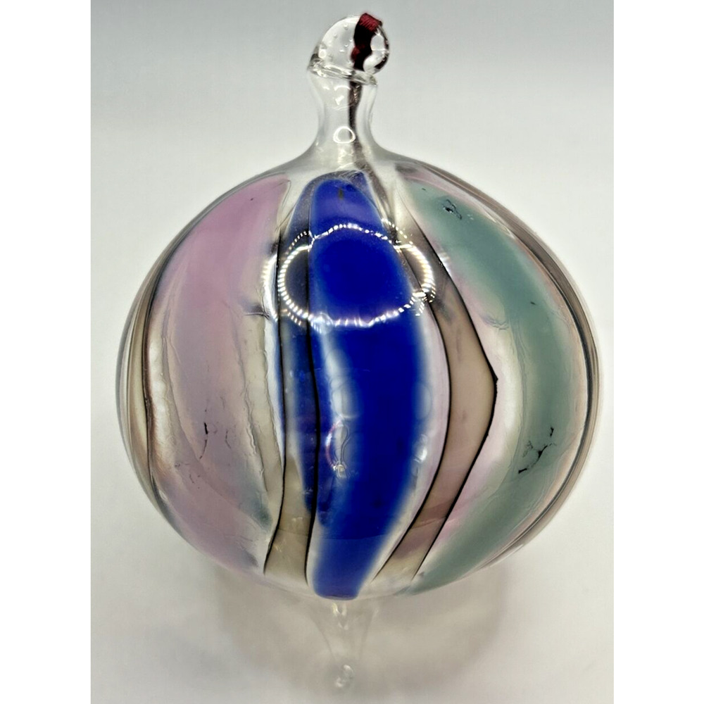 Vintage Art GlassTwisted Blueβ Purple Green Maroon Ornament U257/5